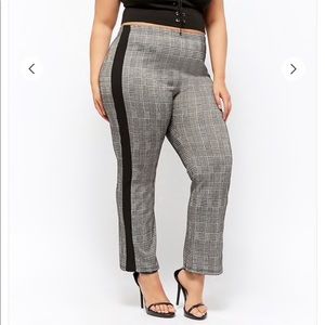 Forever 21 Pants - NWT Plaid pant with black tuxedo stripe Forever 21 Pants - NWT Plaid pant with black tuxedo stripe
